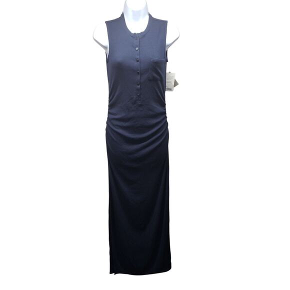 Athleta Women’s Navy Blue Ribbed Henley Maxi Dress Size XXSP Sporty Athleisure - Picture 1 of 11